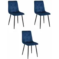 Leobert Chaise - - Libra - Fluwelen bekleding, marineblauw/Zwarte poten - Set van 3