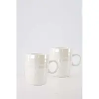 Zusss Cadeauset 2 Theemokken Hartje Parelmoer Wit - Verjaardag - Cadeau Keramiek Wit