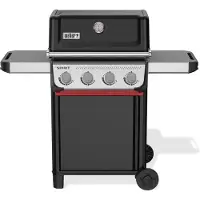 Weber Spirit E-410 - Gasbarbecue - Zwart - 4 Branders met 8,2 kW vermogen - Porselein geëmailleerde gietijzeren grillrooster - 2 Zijtafels - 2 Duurzame wielen - Kast met deur