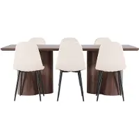 Ebuy24 Olivia eethoek tafel 100x210cm en 6 velours stoelen mocca.