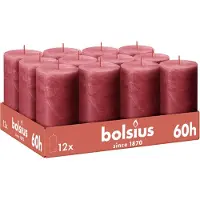 Bolsius - Rustieke Kaars - Rood - 12 stuks - 13 cm - 60 branduren