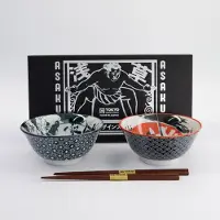 Tokyo Design Studio Asakusa Tayo Bowl Ninja Giftset 2pcs w/chopsticks 14.8x7cm 550ml - Cadeau set van 2 kommen