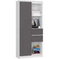 Akord Kantoorkast R15 R80 met 2 Lades en 1 Deur / Furniture Factory / Wit - Grafietgrijs / 80 x 180 x 35 cm