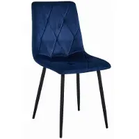 Leobert Eetkamerstoel LIBRA Donkerblauw – Zwarte Metalen Poten, Modern Velvet Bekleding, Ergonomisch Design, Max. 120 kg