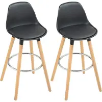 HOMCOM Barkruk-Kunstleer, Beukenhout-43B x 43L x 91H cm-Zwart
