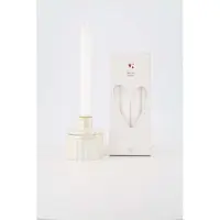 Zusss Cadeauset - Kandelaar Met Kaarsen - Verjaardag - Cadeau Keramiek Zand / Goud