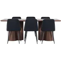 Ebuy24 Olivia eethoek tafel 100x210cm en 6 velours stoelen mocca.