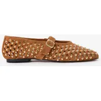 Sissy-Boy Bruine Opengewerkte Ballerina Met Studs | Maat: 38