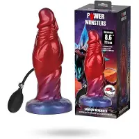 Vuxen Power Monsters - Shadow Behemoth - Opblaasbare Monster Dildo - 22 cm - Rood/Blauw