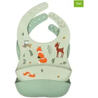 A Little Lovely Company Siliconen slabbetjes met opvangbakje, set van 2 - Bosvriendjes -
