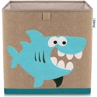 Lifeney Opbergdoos van stof voor kinderen "haai" op donkere achtergrond, compatibel met Ikea Kallax