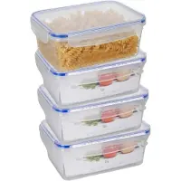 Excellent houseware Vershoudbakje - 4x - 2200 ml - transparant - kunststof - 23 x 16 x 9,5 cm - Luchtdicht afgesloten