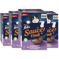 Felix 4x Kattensnack Sauce Time Kip & Zalm 6x40 gr