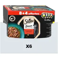 Sheba 6x Kattenvoer Nat Sauce Collection Traiteur Selectie Multipack 12x85 gr