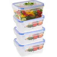 Excellent houseware Vershoudbakje - 4x - 1100 ml - transparant - kunststof - 18,8 x 13 x 8,7 cm - Luchtdicht afgesloten