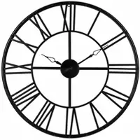 Spies Online Metalen Ronde Vintage Wandklok Ø 69 cm Zwart – Grote Industriële Open Wijzerplaat met Romeinse Cijfers – Minimalistisch Skelet Design – Statement Muurklok voor Woonkamer, Keuken, Hal & Kantoor – Zwart