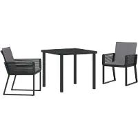 vidaXL Tuin Eettafel Set 3 st Zwart Gepoedercoat staal