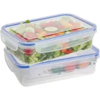 Excellent houseware Vershoudbakje - 2x - 1400 ml - transparant - kunststof - 23 x 16 x 6,5 cm - Luchtdicht afgesloten