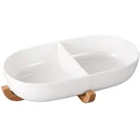 Bricard LOIRE SCHAAL MET STAND | 40,4X22,0X7,7 CM WIT-BAMBOO