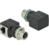 DeLOCK M12 8-pins A-gecodeerd (v) - RJ45 (v) industriële netwerkadapter | inbouw | haaks | CAT5e | PUR
