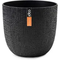 Capi Europe - Bloempot bol Skin 'made with' textiel zwart - 22x20 - Textiel zwart - Bloempot voor binnen en buiten - Capi ‘Made with’ - Gemaakt van gerecycled materiaal - Levenslang garantie - ISTB534