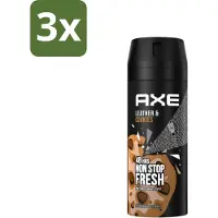 Axe Deodorant Bodyspray Leather & Cookies 150 ml - Bulkverpakking - 3 stuks