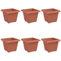 vidaXL Vierkante Bloempot 6 st Baksteenrood 20 x 20 x 16 cm Kunststof