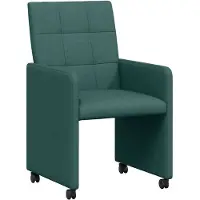 vidaXL - Eetkamerstoelen - met - wielen - 2 - st - Stof - Donkergroen