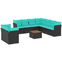 vidaXL 11-delige Loungeset met kussens poly rattan zwart