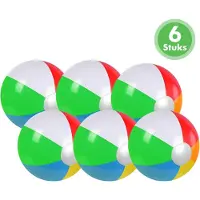 Travelhawk Opblaasbare Strandbal - Set van 6 - Opblaasbaar - Strandballen - PVC - Leuk Voor Zwembad - Buitenspeelgoed