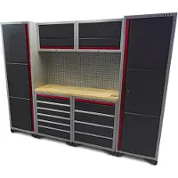 HBM professional deluxe modulair werkplaatssysteem, 9-delig, zwart rood