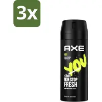 Axe - Deodorant Bodyspray - 48hrs Fresh - You - Cool Vetiver & Amber - 150 ml - Bulkverpakking - 3 stuks