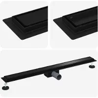 vidaXL 2 in 1 Doucheafvoer Zwart 90 cm Roestvrij staal 304