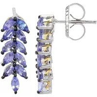 Cavill - Zilveren Oorbellen - 925 Sterling Zilver met Palladium - 22 Marquise Tanzanieten 1 723 ct - Elegant Design - Blauw Accent - 20 mm