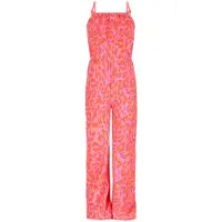 B.NOSY jumpsuit roze met panterprint Meisjes Polyester Vierkante hals Dierenprint - maat 140