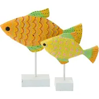 J-Line 61121 Vis Omi decoratief beeld in albasiahout multi small