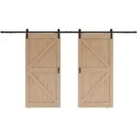Inova complete dubbele schuifdeur hout - 205x215 - eiken - open systeem zwart- softclose