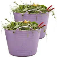 Excellent houseware Flexibele kuip / emmer - 2x - lila paars - 15 liter - kunststof - 35 x 28 cm - met handvatten