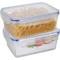 Excellent houseware Vershoudbakje - 2x - 2200 ml - transparant - kunststof - 23 x 16 x 9,5 cm - Luchtdicht afgesloten