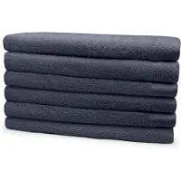 Eleganzzz Badstof Badlaken 100% Katoen 70x140cm - dark grey - Set van 6