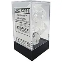 Chessex Rollenspel Set van 7 transparante en witte dobbelstenen