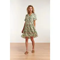 Smashed Lemon 23104 vrouwen vintage strandbloem jurk met korte mouwen |
