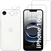 Phonillico Screenprotector geschikt voor iphone 16e - 2 stuks Beschermglas van glas Transparante glazen schermbeschermfolie + 2 stuks Camera Protector