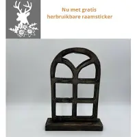 Home Sweet Home Decoratie stalraam oud kozijn hout op voet middel 38 x 30 cm grijs geschuurd old look | 65321 | | Stoer & Sober Woonstijl