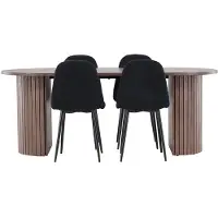 Ebuy24 Härön eethoek tafel 90x200cm en 4 teddy stoelen mocca.