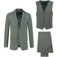 Gents - pak / kostuum 3-delig blend - Polyblend - Groen - Maat 30/30