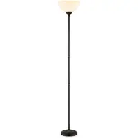 Home Sweet Home Moderne E27 LED Vloerlamp - 28/28/173.5 cm - Zwart - Metalen Staande Lamp met Wit Lampenkap - Geïntegreerde LED 4W 806Lm 2700K - Voor Kantoor en Slaapkamer - met schakelaar