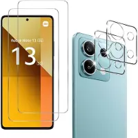 Phonillico Screenprotector geschikt voor Xiaomi Redmi Note 13 5G - 2 stuks Beschermglas van glas Transparante glazen schermbeschermfolie + 2 stuks Camera Protector