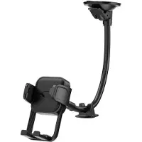 Wiwu Telefoonhouder Auto - Flexibele Zwanenhals Arm - Dashboard & Voorruit Montage - 360° Draaibaar - Voor 4-7 inch Smartphones - Zwart