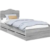 vidaXL Bedframe met hoofdeinde, Sonoma-grijs, 75 x 190 cm, van constructiehout